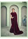Wine Norita Felicity Sequins Embroidery Work Party Wear Lycra Saree 11602